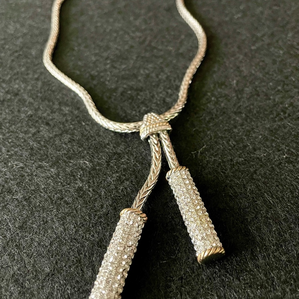 Silver Lariat Style Rhinestone Necklace - Picture 6 of 6